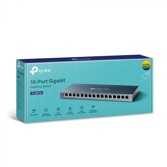 Комутатор TP-LINK TL-SG116 16xGE некерований Метал. корпус