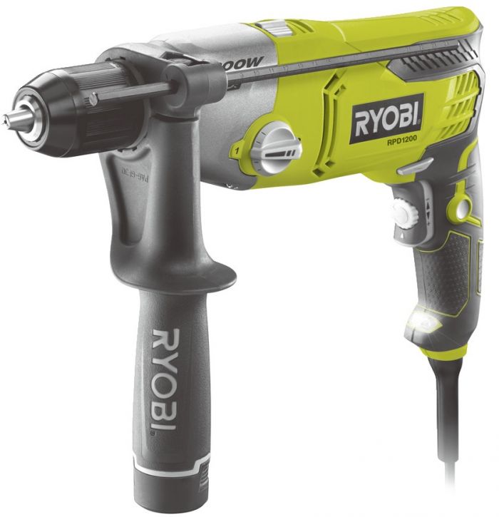Ryobi Дриль ударний RPD1200-K, 1200 Вт, 2 шв., 13мм БЗП, LED 3.2кг
