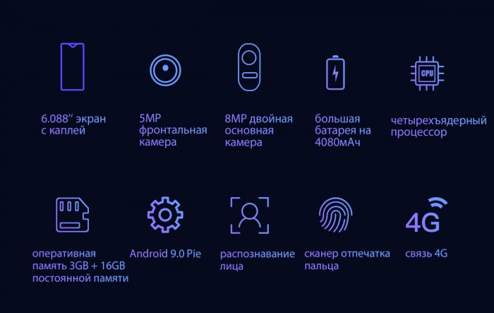 Смартфон Blackview A60 Pro 3/16GB Dual SIM Interstellar Black