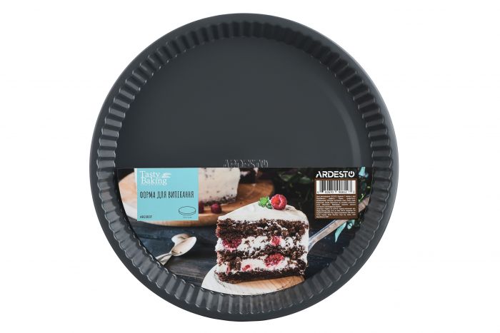 Форма для випікання Ardesto Tasty baking 30*3 см кругла, сірий,голубий, вуглецева сталь