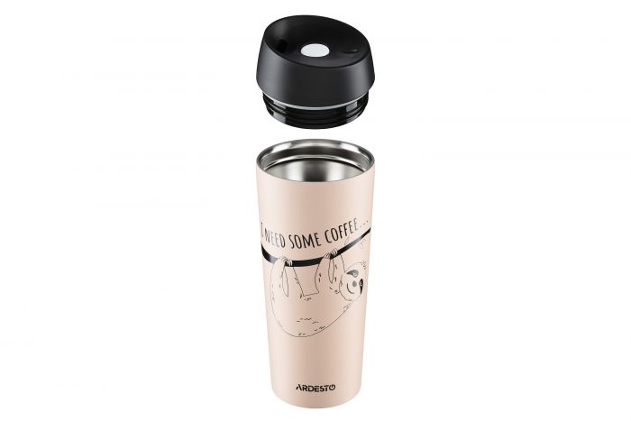 Термокухоль Ardesto Coffee time Bradypus 450 мл, беж, нержавіюча сталь