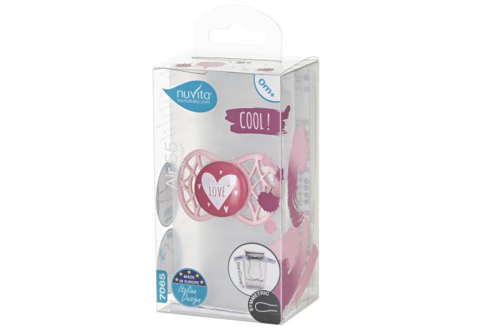 Пустушка симетрична Nuvita NV7065 Air55 Cool 0m+ "LOVE" рожево-персикова