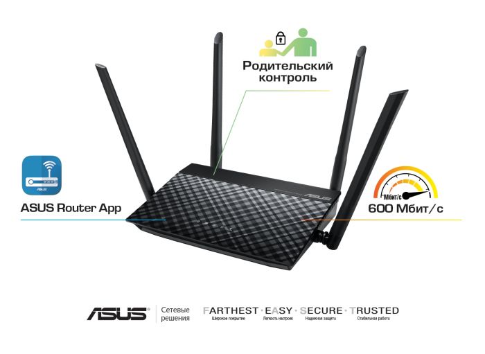 Маршрутизатор ASUS RT-N19 N600 2xFE LAN 1xFE WAN