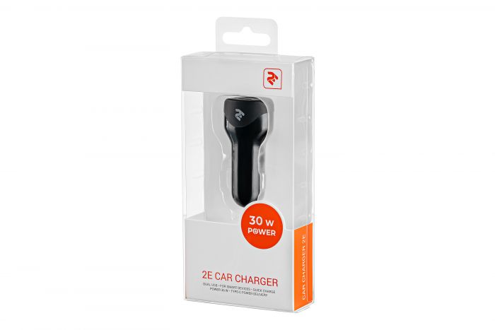 Автомобільний зарядний пристрій 2E Dual USB Car Charger (30W) Type-C PD, USB 2.4A, black