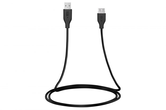 Кабель 2E USB 2.0 (AM/AF) 1.8m, black