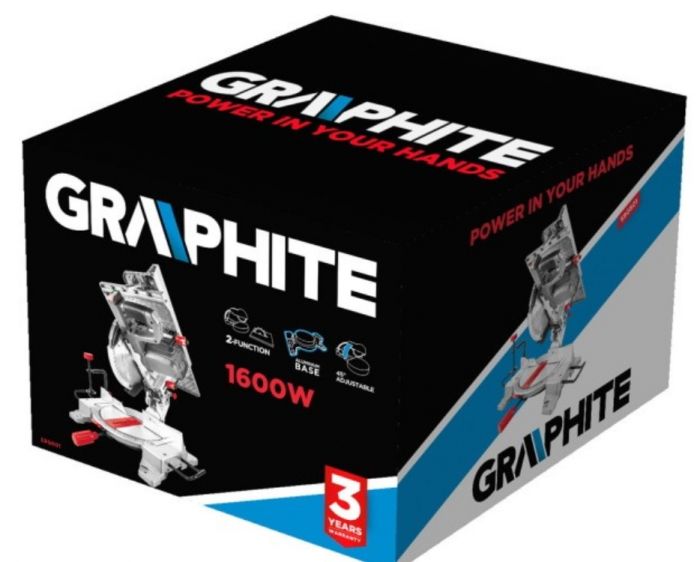 Пила дискова Graphite 1600 Вт диск 254x30мм 0-45° 4800 об/хв