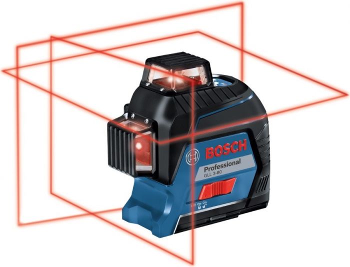 Нівелір лазерний Bosch GLL 3-80, ± 0.3 мм/м, до 30 м з приймачем 120м, 0.82 кг