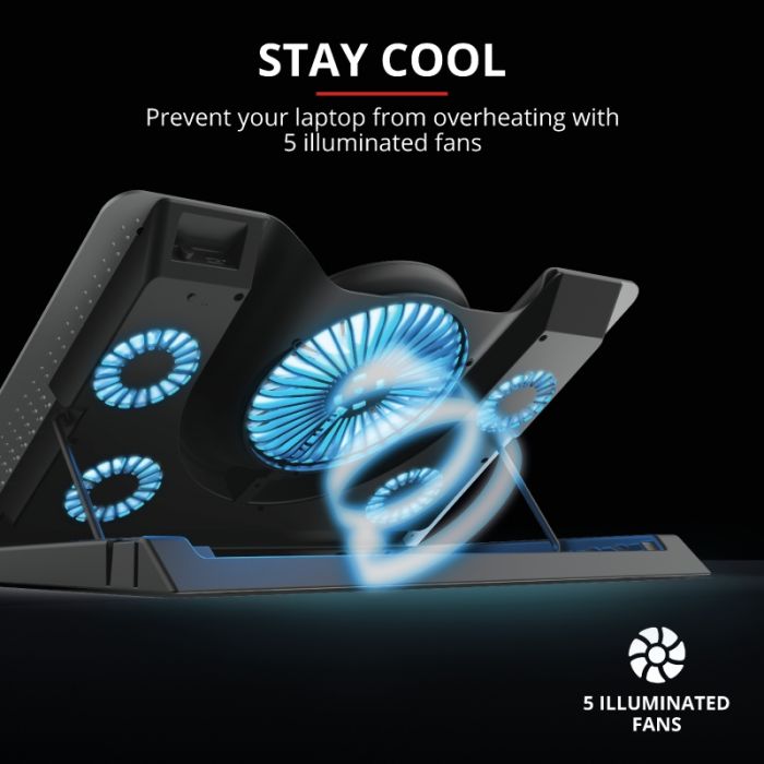 Підставка для ноутбука Trust GXT 1125 Quno (17.3") BLUE LED Black
