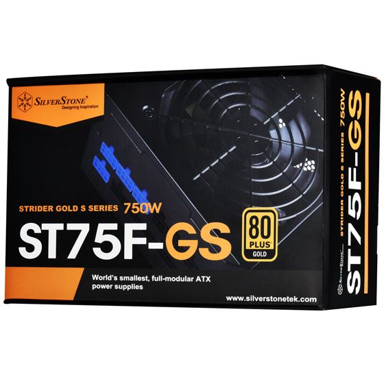 Блок живлення SilverStone STRIDER ST75F-GS V.3.0(750W), 80+Gold,aPFC,12см,24+8,8xSATA,5xPCIe,+8,модульний