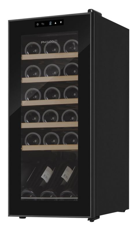 Винна шафа Philco PW18KF/18 бутилок/50л./температур 10-18 С/Led-підсвітка/сенсор/дисплей/черний