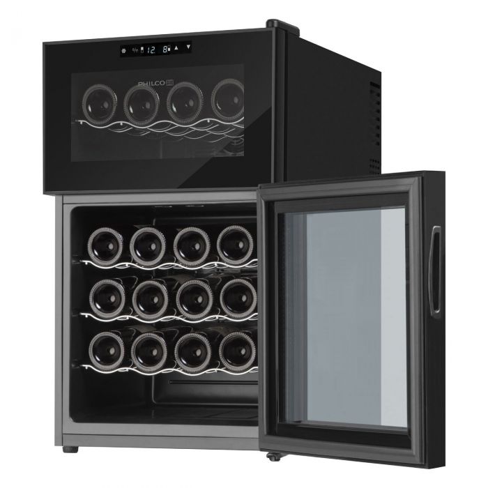 Винна шафа Philco PW24FD/2 зони/24 пляшок/ 70л./температура 8-18 С/Led-підсвітка/сенсор/дисплей/чорний