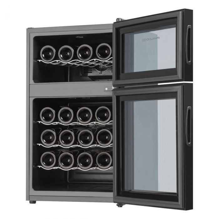 Винна шафа Philco PW24FD/2 зони/24 пляшок/ 70л./температура 8-18 С/Led-підсвітка/сенсор/дисплей/чорний