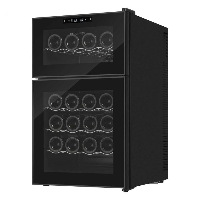 Винна шафа Philco PW24FD/2 зони/24 пляшок/ 70л./температура 8-18 С/Led-підсвітка/сенсор/дисплей/чорний