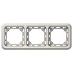 Plexo Legrand Супорт з рамкою для вбудованого монтажу 3 поста, горизонтальна установка, білий