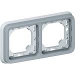 Plexo Legrand Супорт з рамкою для вбудованого монтажу - сірий - 2 пости - горизонтальна установка