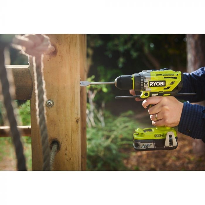 Ryobi Шуруповерт-дриль RONE+ R18PD7-220B, 18В, ударний, безщітковий, 85Нм, 2х2.0Ач