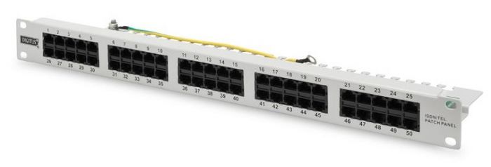 Патч-панель DIGITUS 19" 1U, 50 портів, Cat.3 UTP в зборі сіра