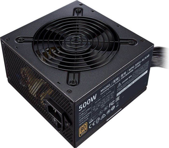 Блок живлення Cooler Master MWE Bronze V2 (500W), ATX v2.52, 100-240V, 85%, 80+ Bronze, 120мм, 1xMB 24pin(20+4), 1xCPU 8pin(4+4), 4xMolex, 6xSATA, 2xPCIe 8pin(6+2), CE, CB, TUV, FCC, RoHS, Retail