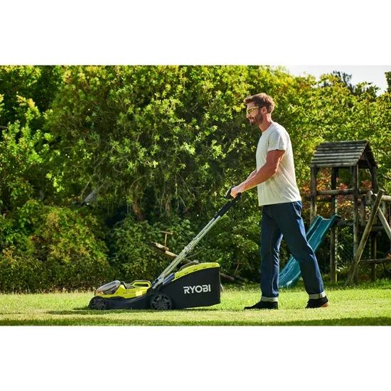Ryobi Газонокосарка Ryobi ONE+ Hybrid RY18LMH37A-250 18В/220В 2х5.0А/г, 37см, 25-70 мм, 45л, мульчування