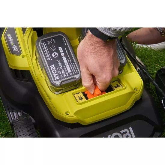 Ryobi Газонокосарка Ryobi ONE+ Hybrid RY18LMH37A-250 18В/220В 2х5.0А/г, 37см, 25-70 мм, 45л, мульчування