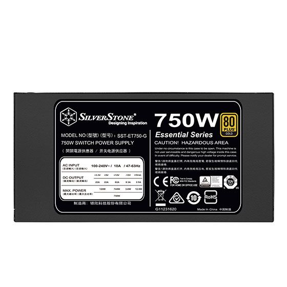 Блок живлення SilverStone STRIDER ET750-G V1.2 (750W), 80+Gold,aPFC,12см,24+8,8xSATA,4xPCIe,1xFDD,+3
