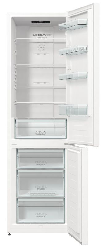 Холодильник з нижн. мороз. камерою Gorenje NRK6201EW4, 200х60х60см, 2 двері, 235( 96)л, А+, Total NF , Зона св-ті, Внутр. Диспл,