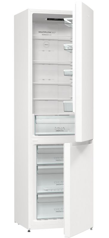 Холодильник з нижн. мороз. камерою Gorenje NRK6201EW4, 200х60х60см, 2 двері, 235( 96)л, А+, Total NF , Зона св-ті, Внутр. Диспл,