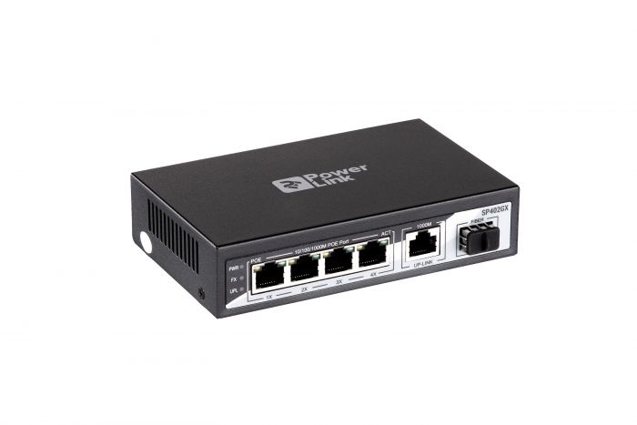 Комутатор 2E PowerLink SP402GX 4xGE PoE, 1xGE, 1xSFP Uplink, 65Вт