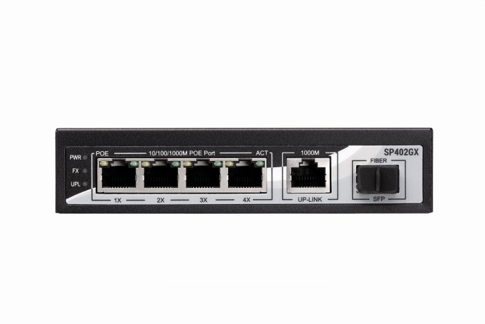 Комутатор 2E PowerLink SP402GX 4xGE PoE, 1xGE, 1xSFP Uplink, 65Вт