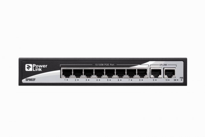 Комутатор 2E PowerLink SP802F 8xFE PoE, 2xFE Uplink, 150Вт