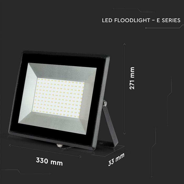 Прожектор вуличний LED V-TAC, 100W, SKU-5966, E-series, 230V, 6500К, чорний