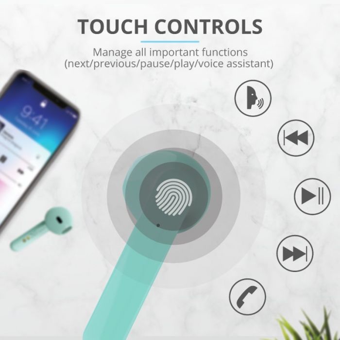 Навушники Trust Primo Touch True Wireless Mic Mint