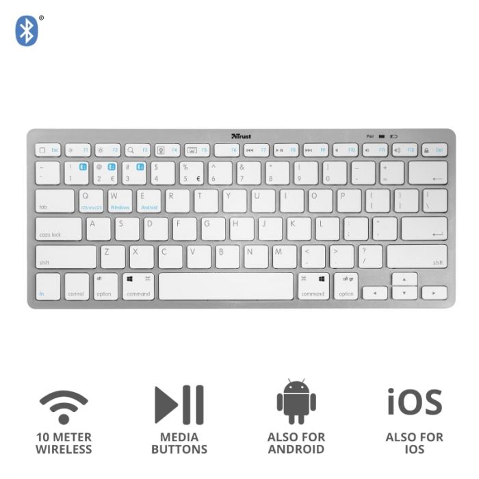 Клавіатура Trust Nado BT White