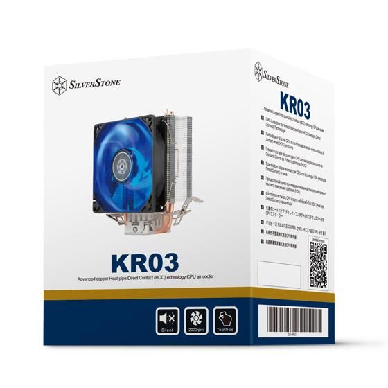 Процесорний кулер SilverStone KRYTON KR03,LGA775, 115x, 1366, 1200, FM1(2), AM3(+),AM2(+),AM4,92мм Blue LED,TDP 65W
