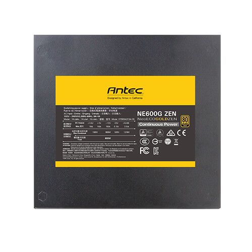 Блок живлення Antec NE600G Zen EC (600W) 80+ GOLD, aPFC, 12см,24+8,6xSATA,4xPCIe,+2