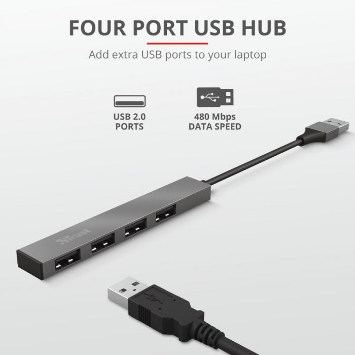 USB-хаб Trust Halyx Aluminium 4-Port Mini USB Hub