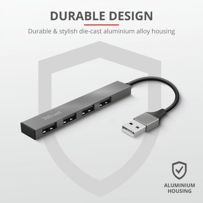 USB-хаб Trust Halyx Aluminium 4-Port Mini USB Hub