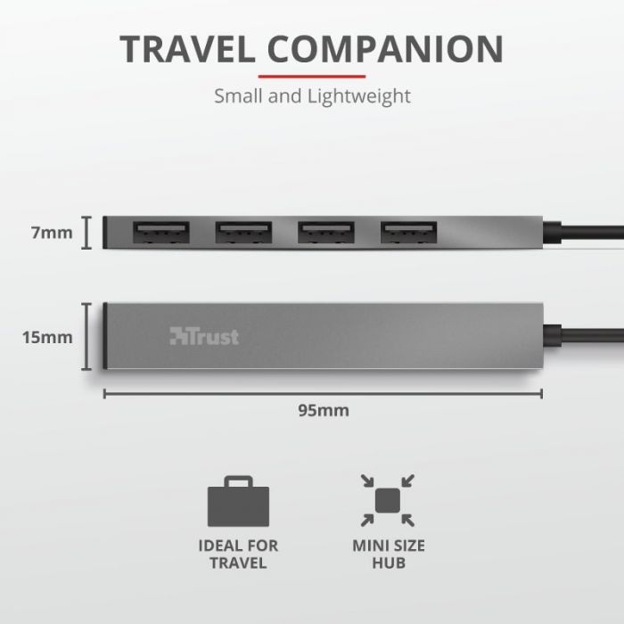 USB-хаб Trust Halyx Aluminium 4-Port Mini USB Hub