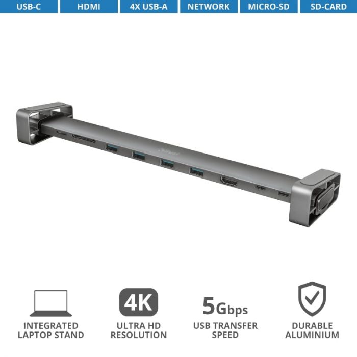 USB-хаб Trust Dalyx Aluminium 10-in-1 USB-C Multi-port Dock