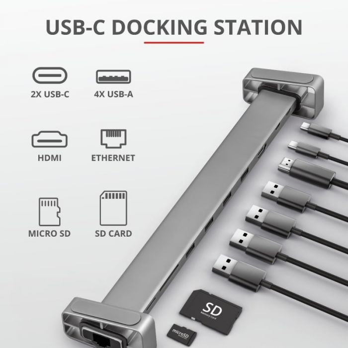 USB-хаб Trust Dalyx Aluminium 10-in-1 USB-C Multi-port Dock