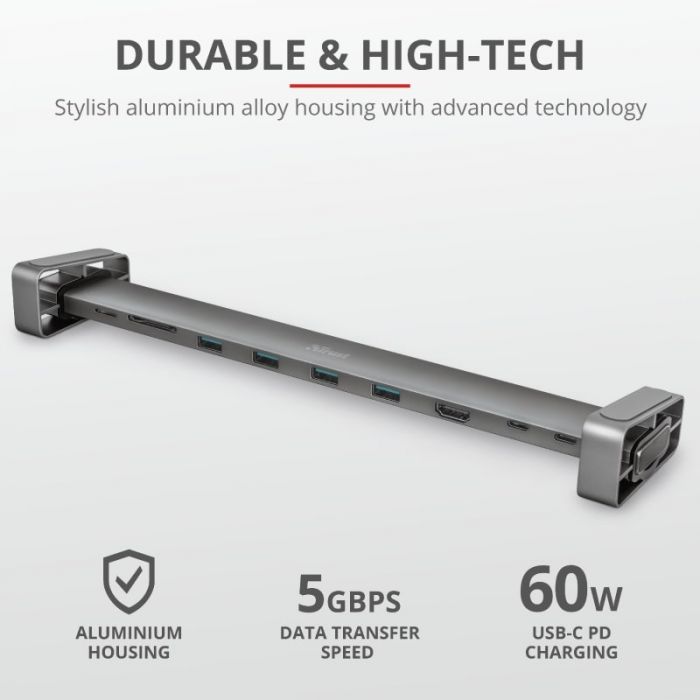 USB-хаб Trust Dalyx Aluminium 10-in-1 USB-C Multi-port Dock