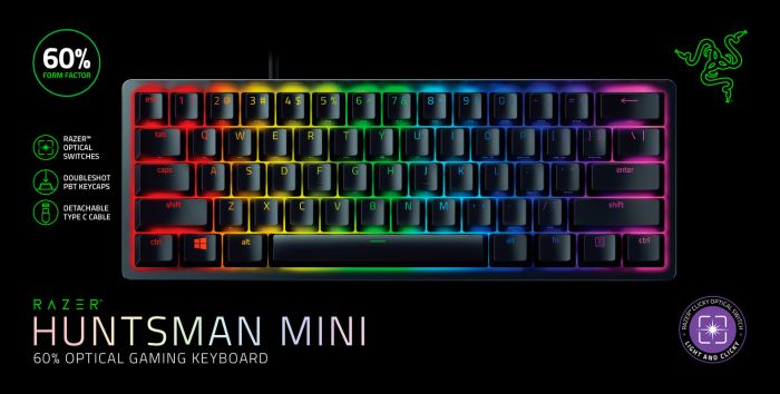 Клавіатура ігрова Razer Huntsman Mini Red Switch USB US RGB, Black