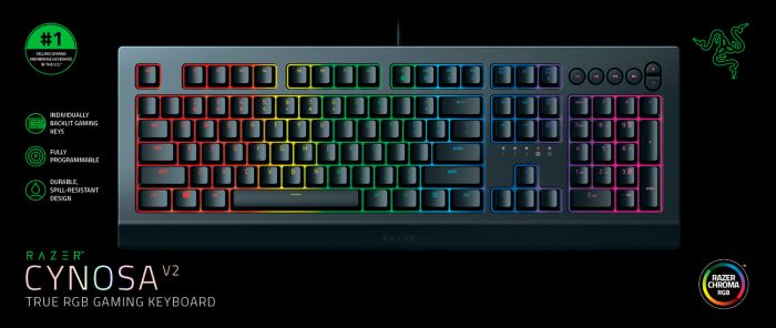 Клавіатура ігрова Razer Cynosa V2 USB RU RGB, Black