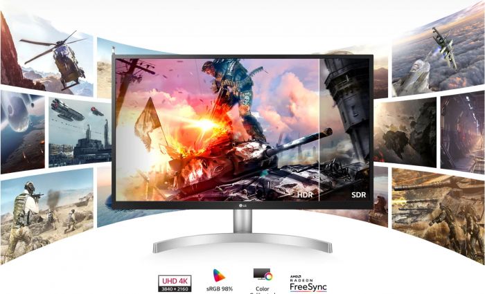 Монітор LCD 27" LG 27UL500-W HDMI, DP, Audio, IPS, 3840x2160, 99%sRGB, FreeSync, HDR10