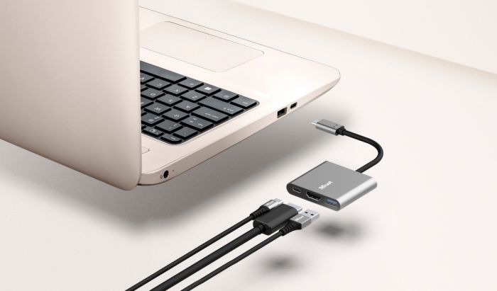 USB-хаб Trust Dalyx 3-in-1 Multiport USB-C Adapter ALUMINIUM