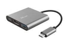 USB-хаб Trust Dalyx 3-in-1 Multiport USB-C Adapter ALUMINIUM