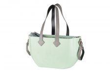 Сумка Nuvita MyMia м'ятний корпус/підкл.для мам квітковий орнамент /сірі шкіряні ручки, бокові фіксатори, ремені на візок