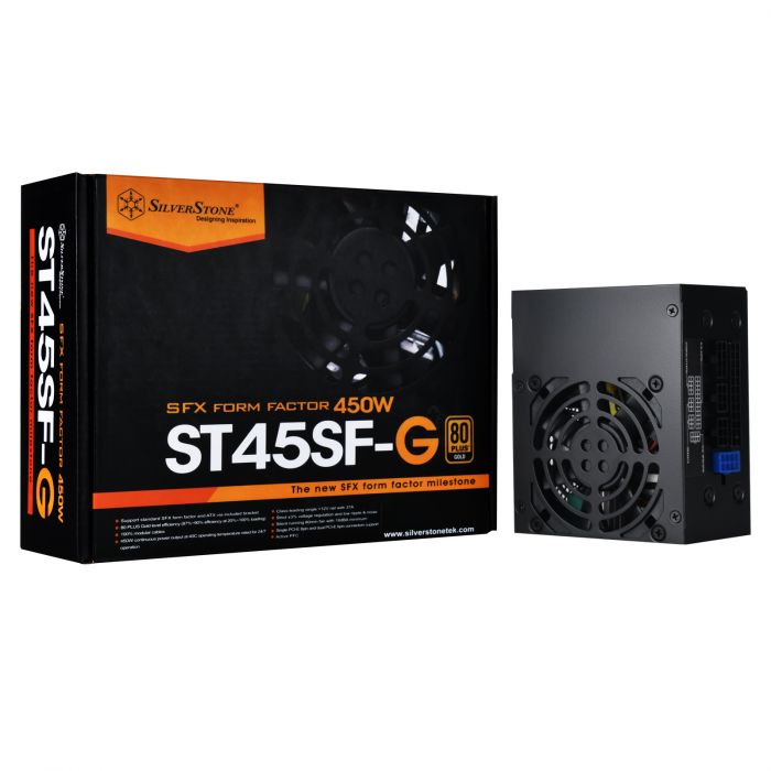 Блок живлення SilverStone STRIDER ST45SF-G V 2.0(450W),SFX,ATX,80+Gold,aPFC,8см,24+8,3xSATA,8/6-Pin,6Pin+3,модульний