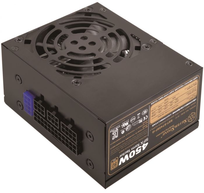 Блок живлення SilverStone STRIDER ST45SF-G V 2.0(450W),SFX,ATX,80+Gold,aPFC,8см,24+8,3xSATA,8/6-Pin,6Pin+3,модульний