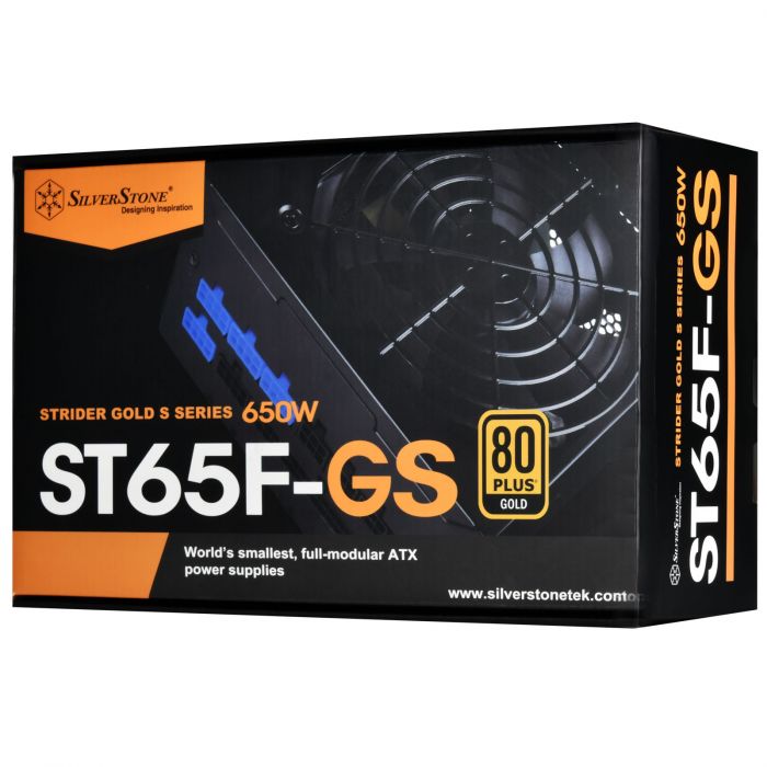 Блок живлення SilverStone STRIDER ST65F-GS V1.1(650W),80+Gold,aPFC,12см,24+2x8,8xSATA,4xPCIe,+6,модульний